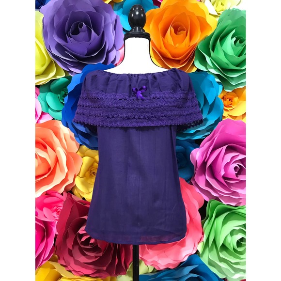 Mexican Blouse Only handmade and embroidered white flowers coco theme party - Picture 3 of 4